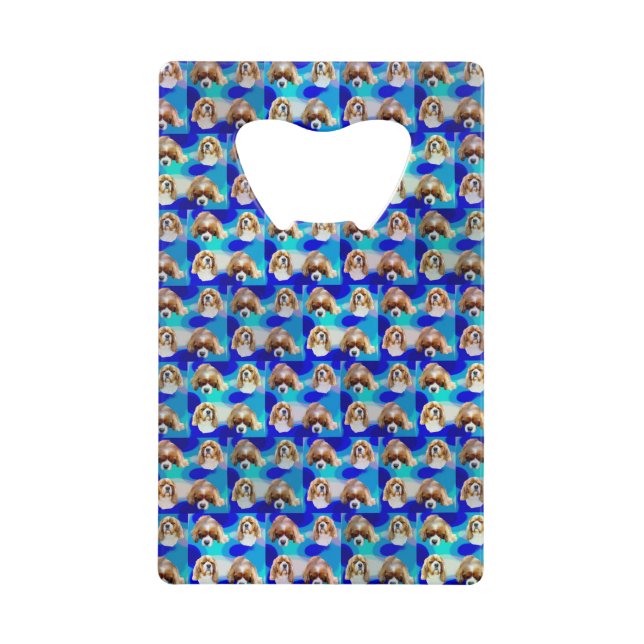 Blue Abstract Cavalier Dog Pattern, (Front)