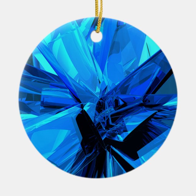 Blue Abstract Ceramic Tree Decoration (Front)