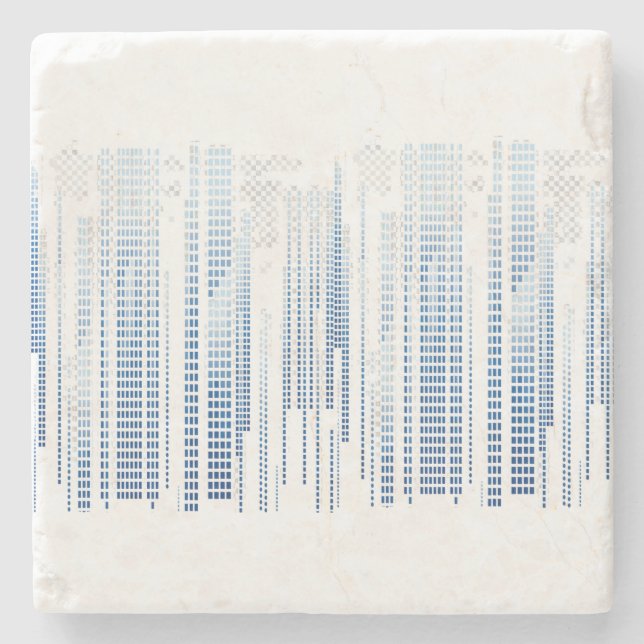 Blue Abstract Coaster Set - Modern Geometric Drink (Front)
