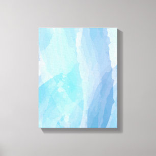 Blue, abstract, cool water colour brush stroke art canvas print