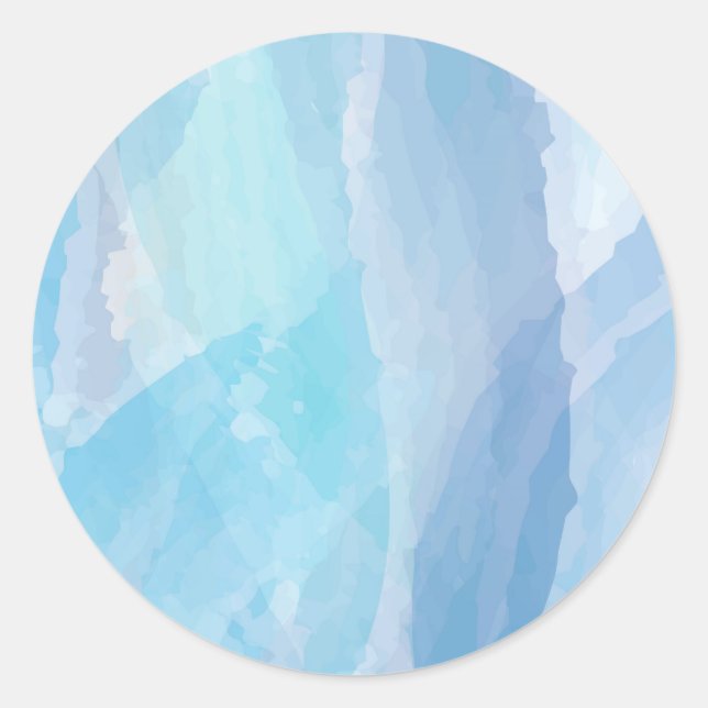 Blue, abstract, cool water colour brush stroke art classic round sticker (Front)