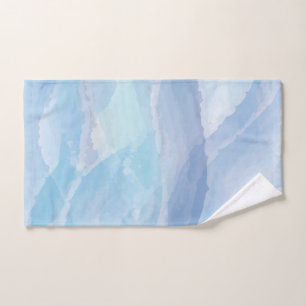 Blue, abstract, cool water colour brush stroke art hand towel