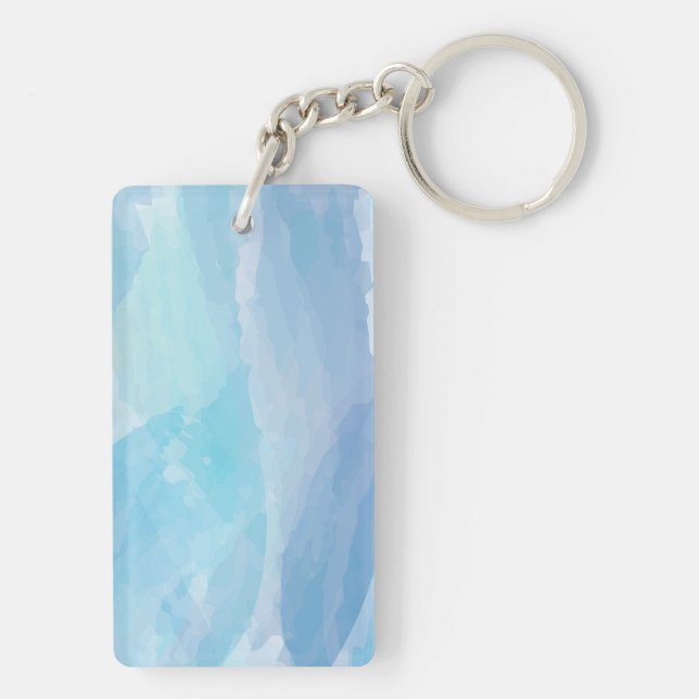 Blue, abstract, cool water colour brush stroke art key ring (Back)