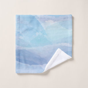 Blue, abstract, cool water colour brush stroke art wash cloth