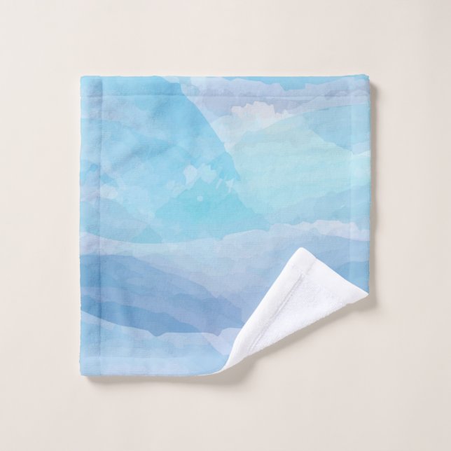 Blue, abstract, cool water colour brush stroke art wash cloth (Wash Cloth)