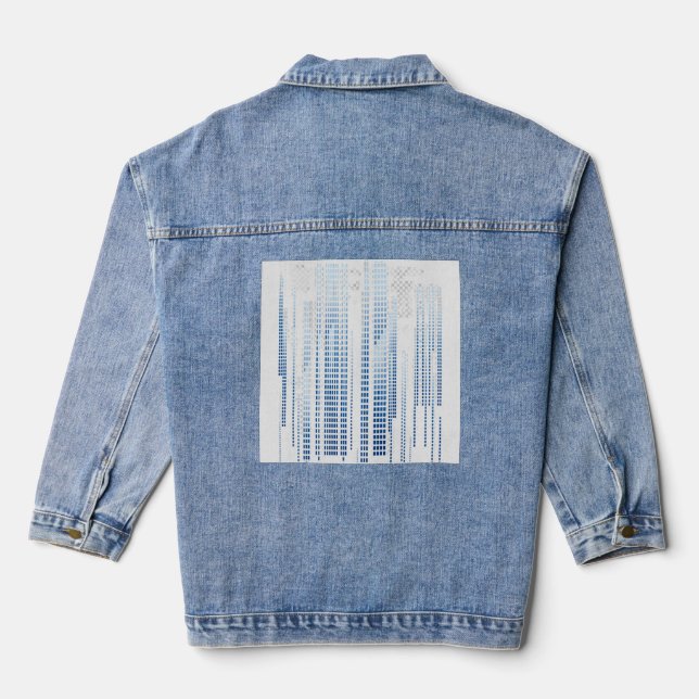 Blue Abstract Denim Jacket - Modern Graphic Jean  (Back)