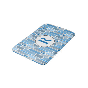 Blue abstract design. Customisable. Bath Mat