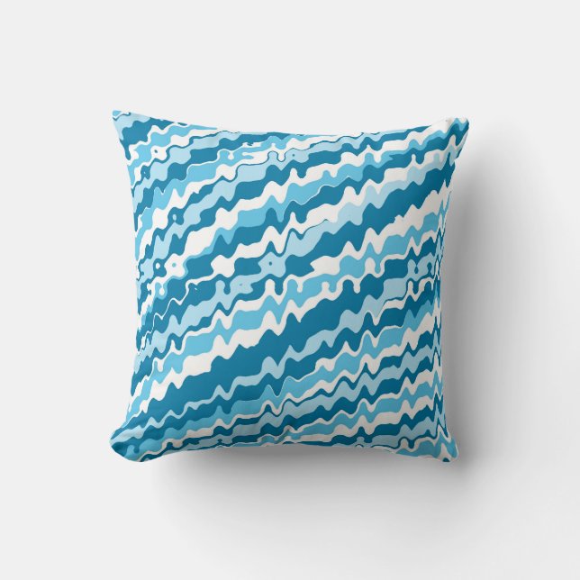 Blue abstract design throw pillow (Front)
