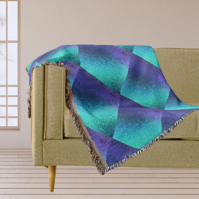 Blue Abstract Diamond Pattern Throw Blanket (Blue Abstract Diamond Pattern Throw Blanket)