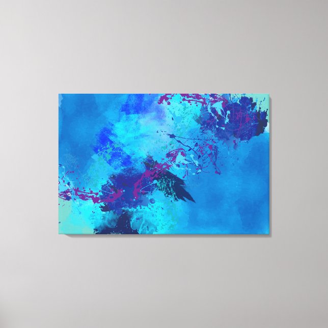 Blue abstract digital painting canvas print (Front)