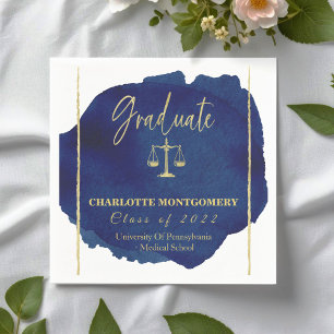 Blue Abstract Elegant Law School Graduation Napkin