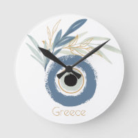 Blue abstract evil eye with leaves