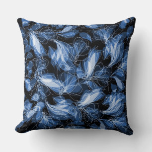 Blue Abstract Fairy Wings Pattern Throw Pillow