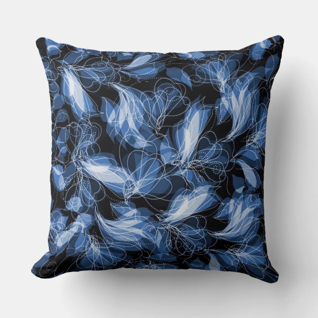Blue Abstract Fairy Wings Pattern Throw Pillow (Front)
