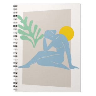 Blue Abstract Figure with Sun Notebook