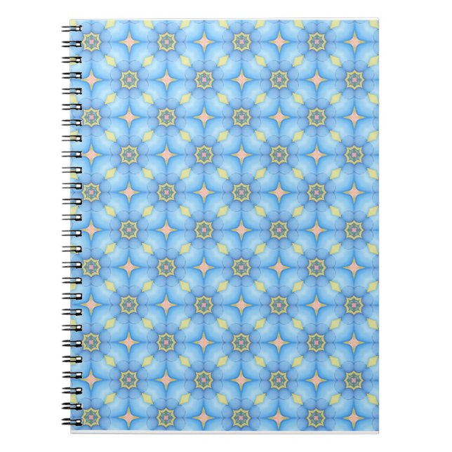 Blue Abstract Floral Pattern Notebook (Front)