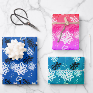 Blue abstract floral wallpaper wrapping paper sheet