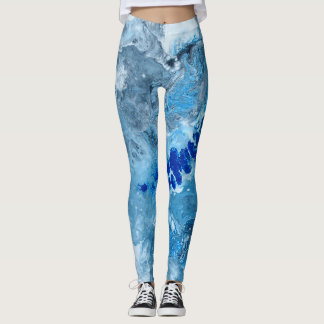 Blue abstract fluid art #01 leggings