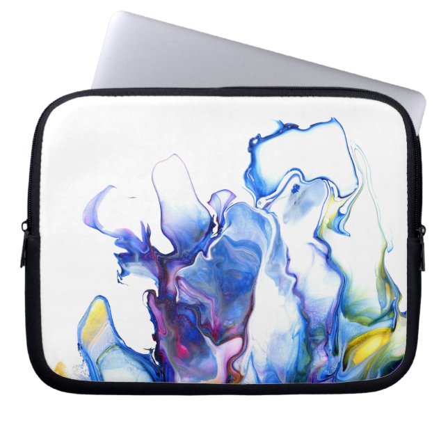 Blue Abstract Fluid Art Laptop Sleeve (Front)