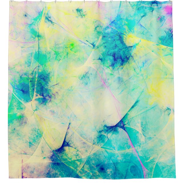 blue abstract fractal background 3d rendering3d, a shower curtain (Front)