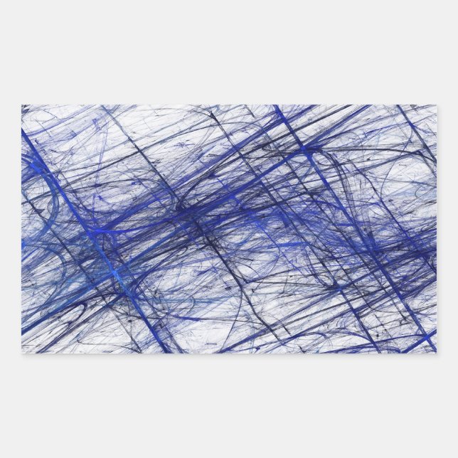 Blue Abstract Fractal Rectangle Sticker (Front)