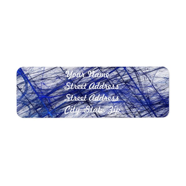 Blue Abstract Fractal Return Address Sticker (Front)