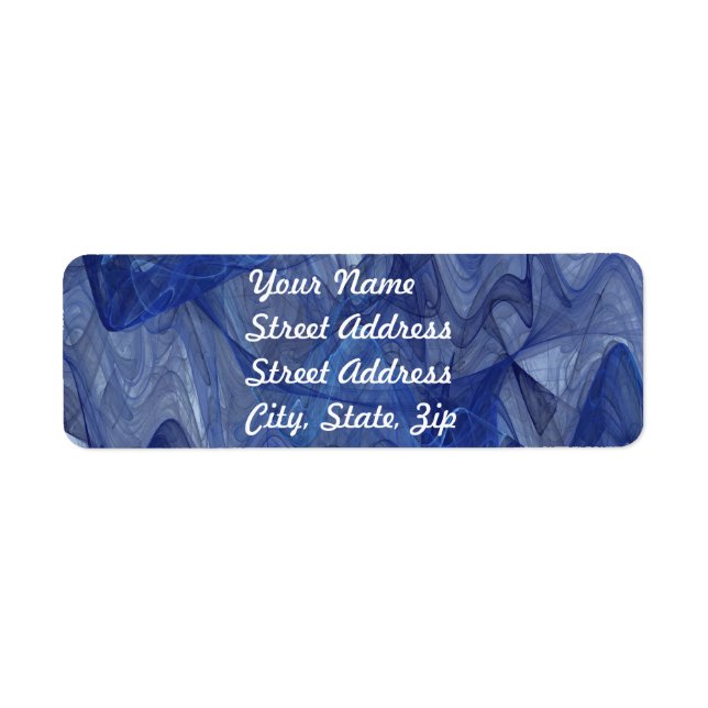 Blue Abstract Fractal Return Address Sticker (Front)