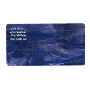 Blue Abstract Fractal Shipping Label