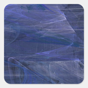 Blue Abstract Fractal Square Sticker