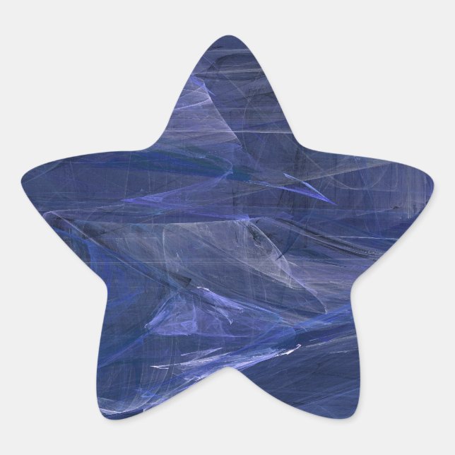 Blue Abstract Fractal Star Sticker (Front)