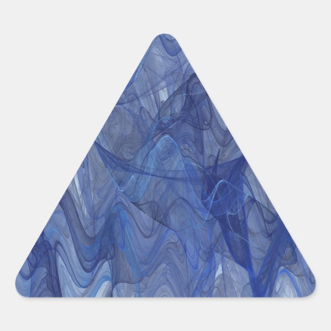 Blue Abstract Fractal Triangle Sticker (Front)
