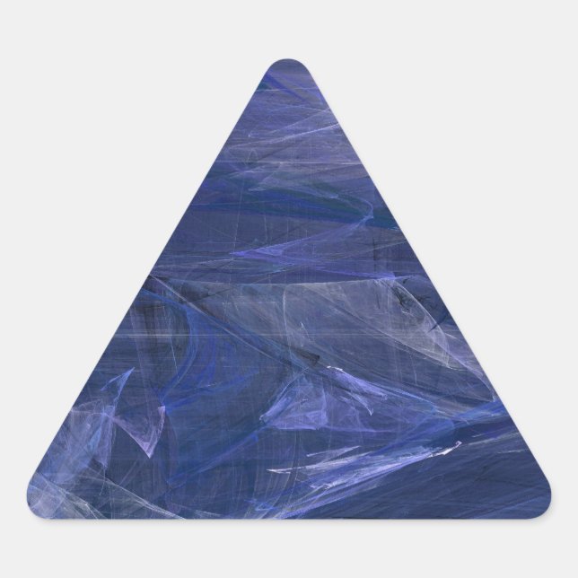 Blue Abstract Fractal Triangle Sticker (Front)