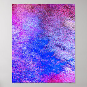 Blue abstract Fun Watercolor Art Waves Purple Poster