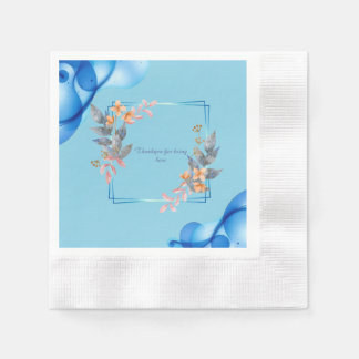 Blue abstract Geometical floral custom Napkin