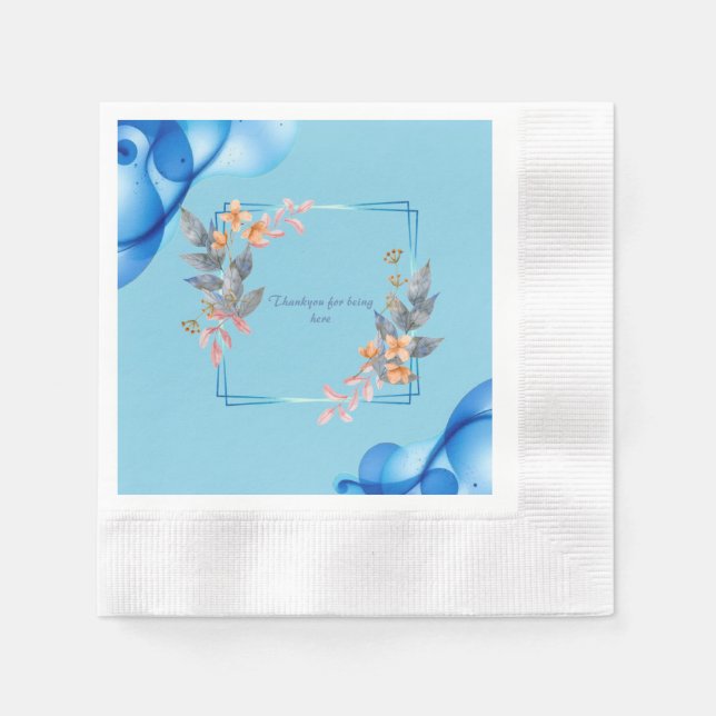 Blue abstract Geometical floral custom  Napkin (Front)