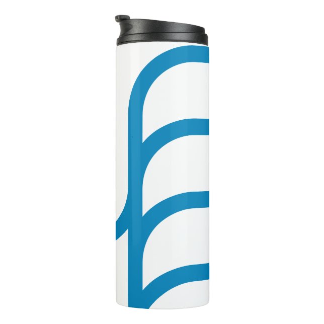 Blue Abstract Geometric M  Thermal Tumbler (Rotated Right)