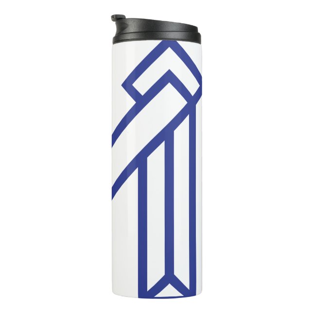 Blue Abstract Geometric M  Thermal Tumbler (Rotated Right)
