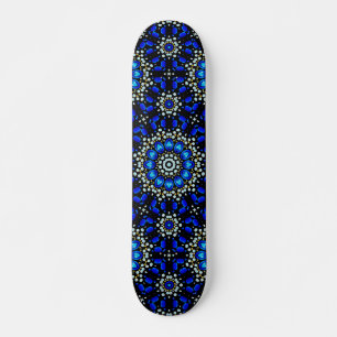 Blue Abstract Geometric Mandala Art Design Skateboard