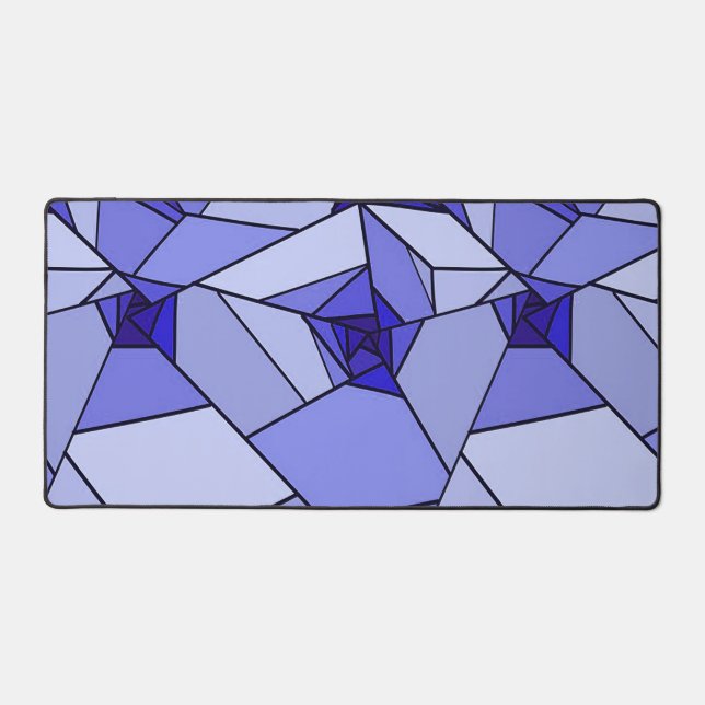Blue Abstract Geometric Pattern Desk Mat (Front)