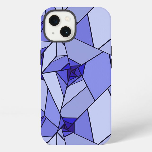 Blue Abstract Geometric Pattern iPhone Case (Back)