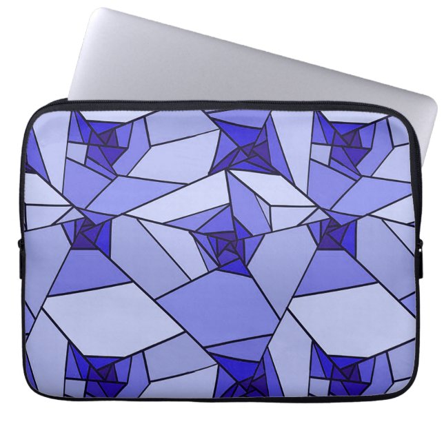 Blue Abstract Geometric Pattern Laptop Sleeve (Front)