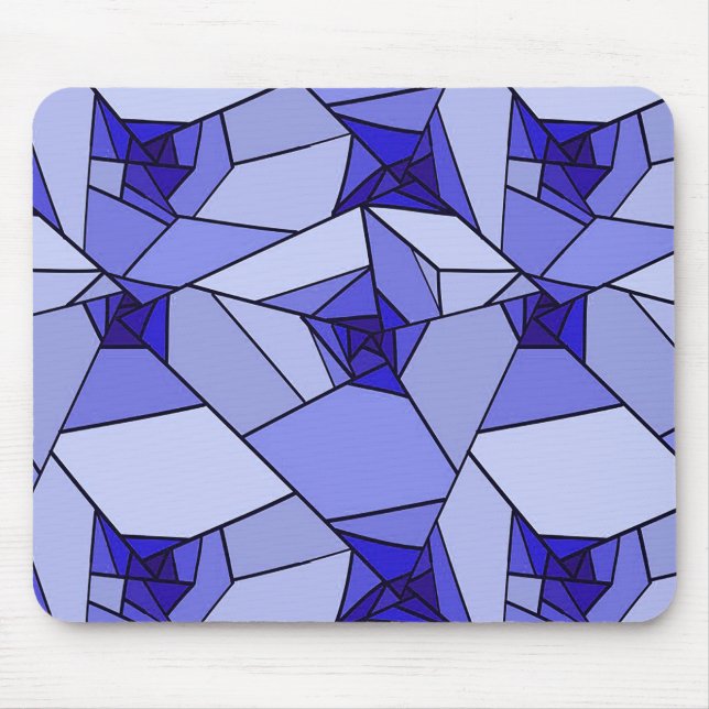 Blue Abstract Geometric Pattern Mouse Pad (Front)