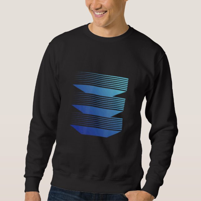 Blue Abstract Geometric Symbols Art Sweatshirt (Front)