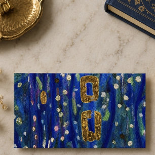 Blue Abstract Gold Geometric Business Card