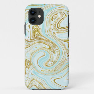 Blue Abstract Gold Glitter Chic Stylish  Case-Mate iPhone Case