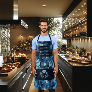 Blue Abstract Gourmet Apron - Modern Kitchen Wear
