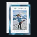 Blue Abstract Gradient Hanukkah Photo Holiday Card<br><div class="desc">A modern Hanukkah photo card with abstract gradient background in shades of blue. Upload your own photo. On the back of the card you can enter a longer message.</div>