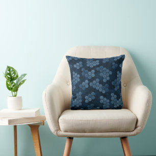 Blue Abstract Honeycomb Pattern Cushion