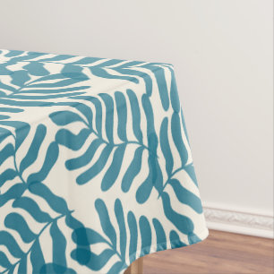 Blue abstract leaves pattern tablecloth