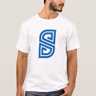 Blue Abstract Letter S Geometric Monogram T-Shirt